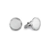 Sterling Silver Round Cufflinks with Double Line Boarder
